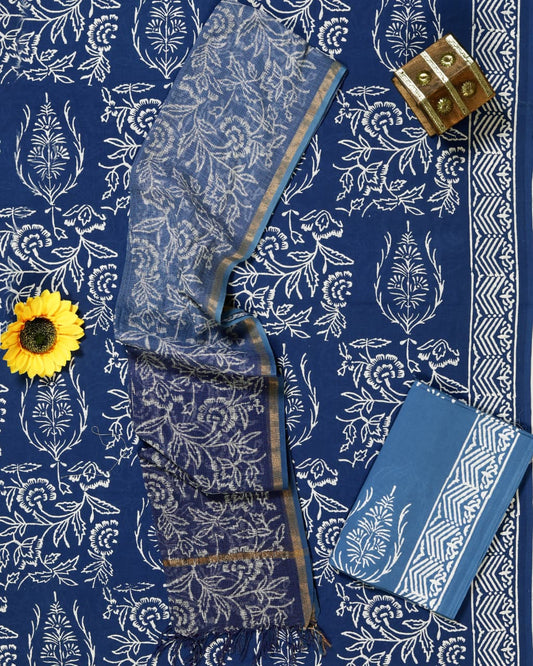 Indigo Mughal Buta Hand Block Print Cotton Suit with Kota Doria Zari Dupatta – Unstitched 3 Piece Suit Material 1NcULXlB-3a4FtvDpk6HDAEKOB6UxAYm__w2000