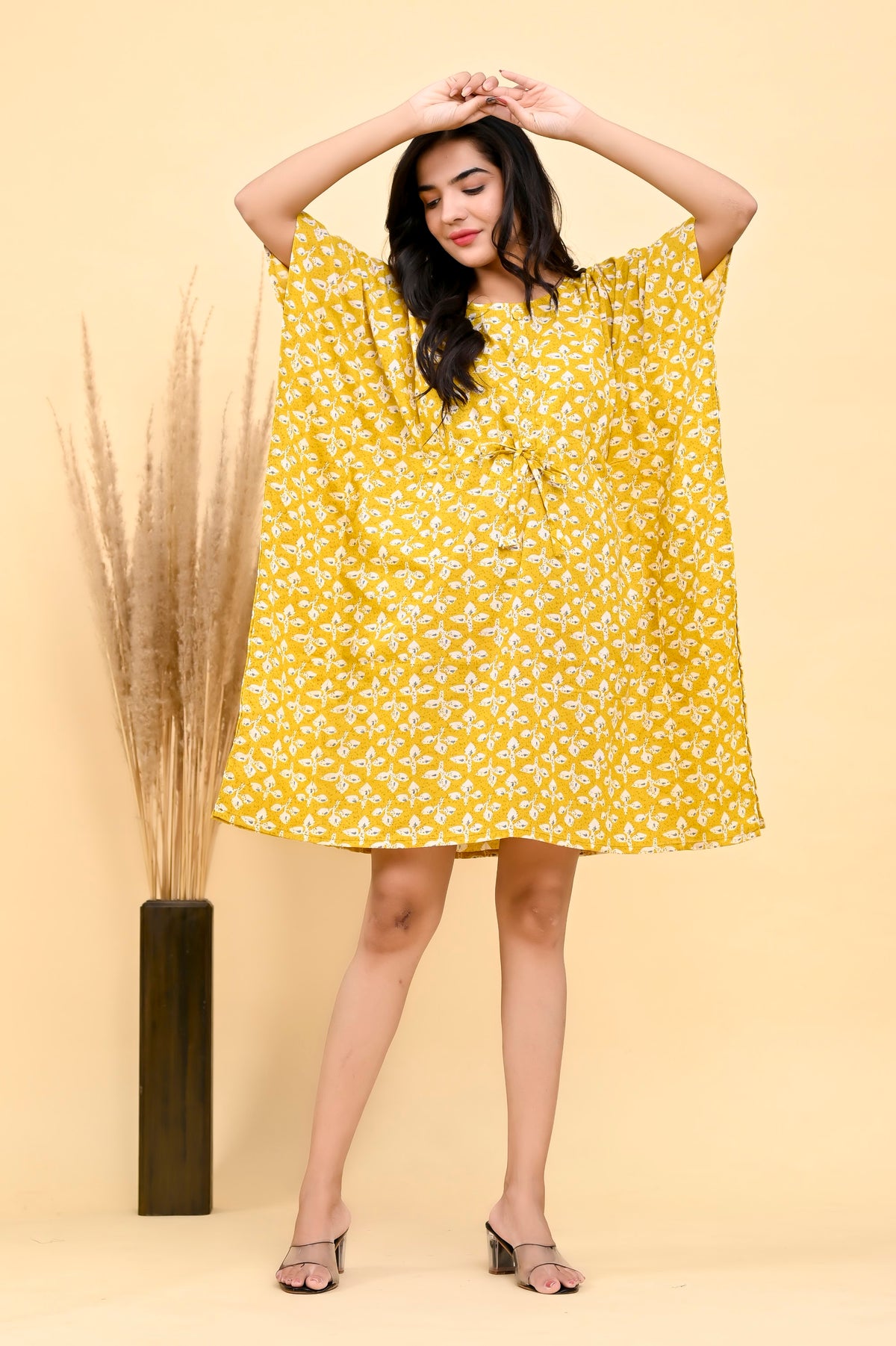 Lemon Floral kaftan dress – make to order wholesale – view 3