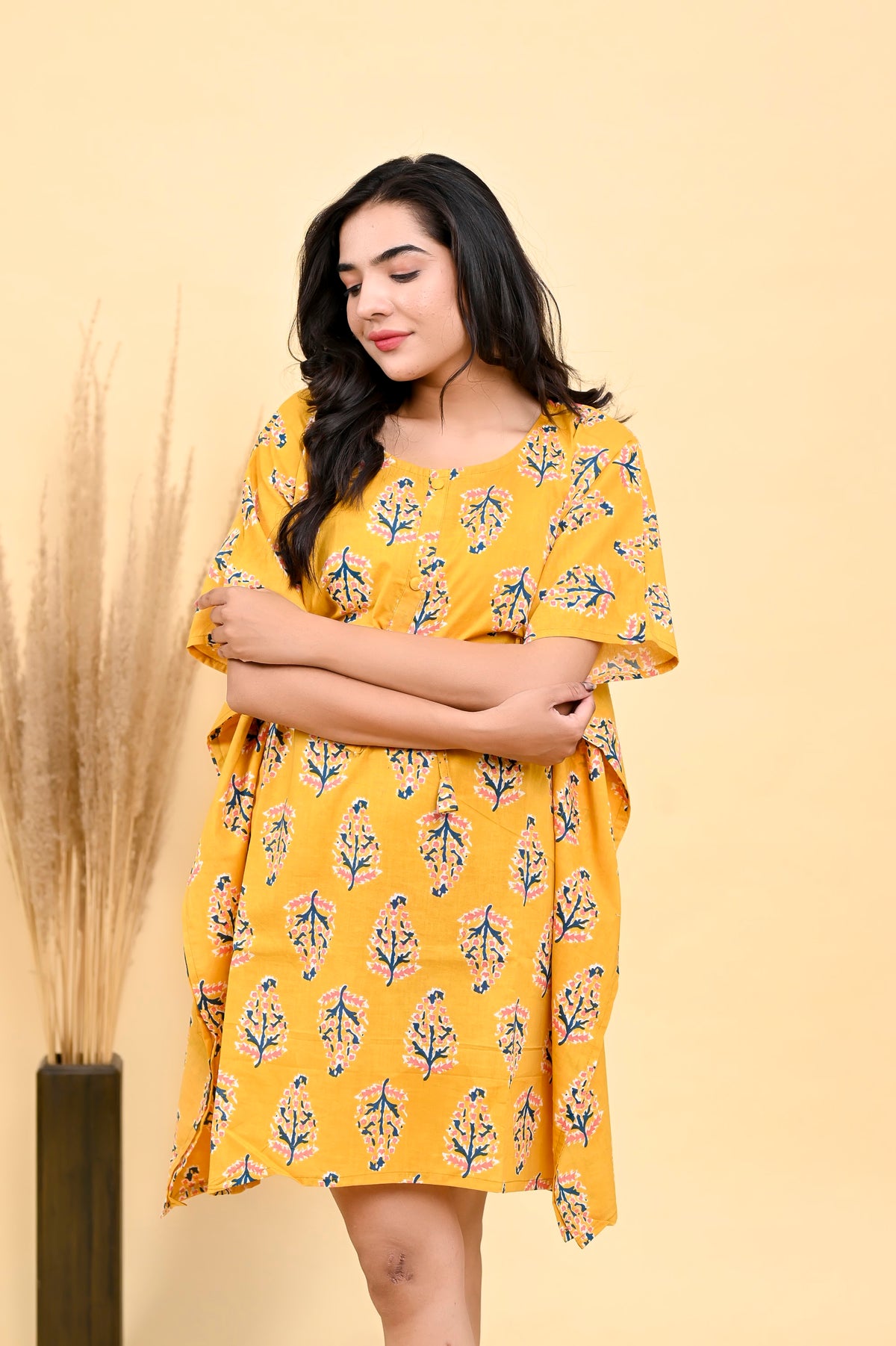Orange Floral kaftan dress – make to order wholesale – view 5