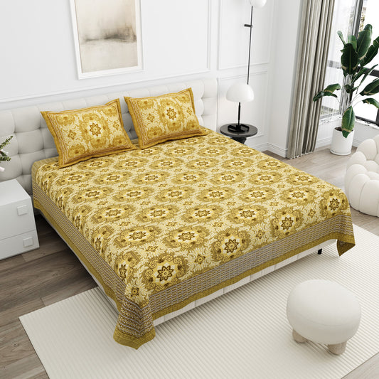 Kesar Mustard Mandala Cotton Double Bedsheet 90x108 with 2 Pillow Covers Bedsheet 1NwAH9rGQ369Jg1LbVIdGZWU-6ZBWBAQN_w2000