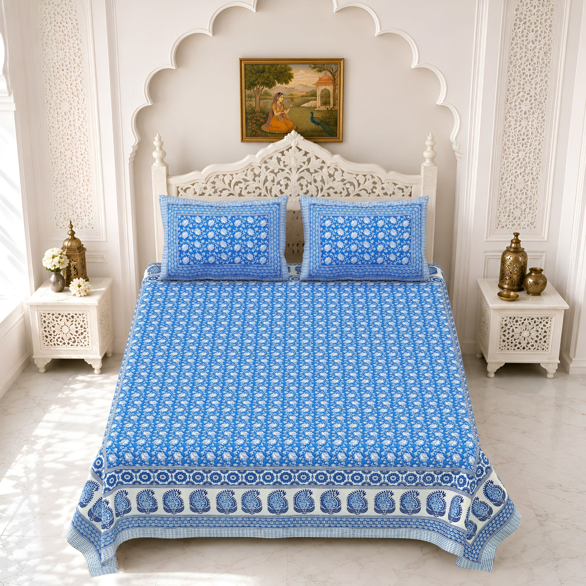 Premium Royal Block Blue Booti Cotton Double Bedsheet 90x108 with 2 Pillow Covers Bedsheet 1OFQ8THn-DDBvpdvhZTpy7AudvUWXRF_U_w2000