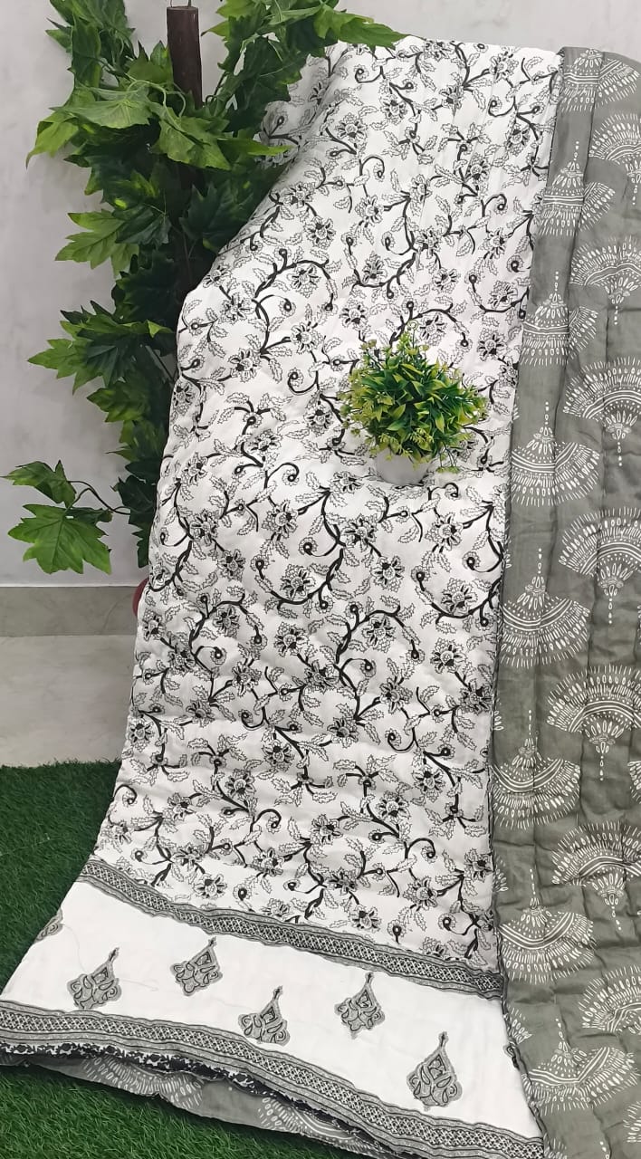 Charcoal Floral Vine Jaipuri Mulmul Razai – Reversible, Cotton Filled Razai 1OUeBMip3q49mLZb1048XYOk2nZXloPlJ_w2000