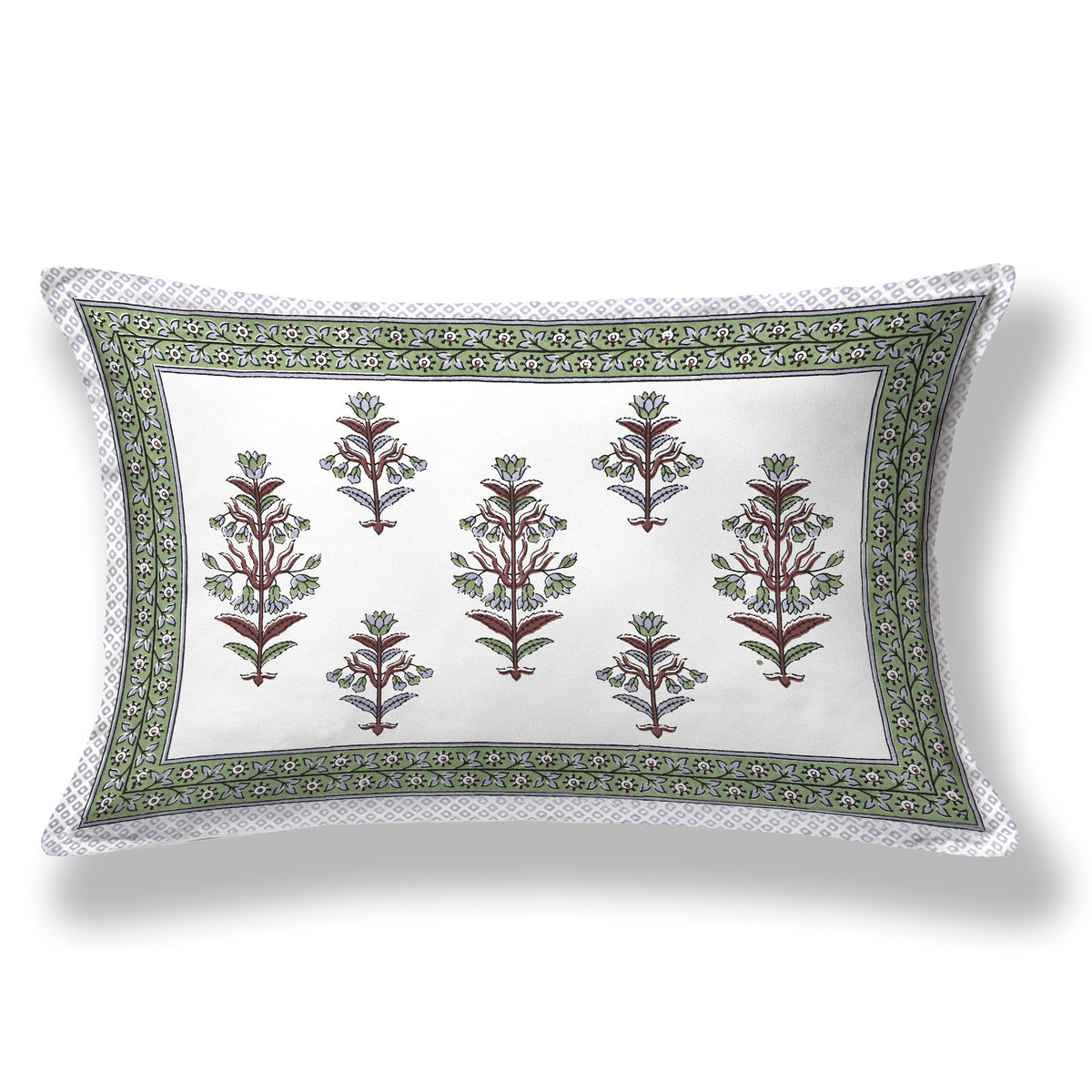 Elora Green Border Mughal Buta Murugan cotton single bedsheet 60x90 with pillow cover – green – wholesale Jaipur – view 2