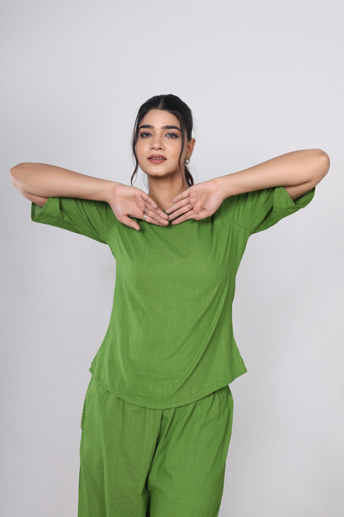 Green solid co-ord set – make to order wholesale – view 5