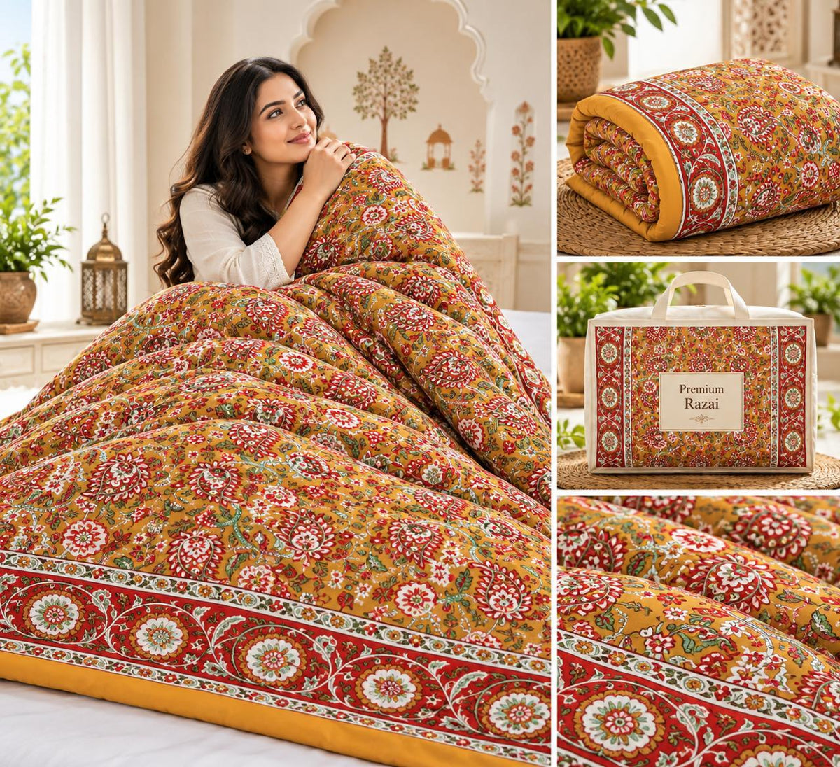 Saffron Orange Floral Jaipuri Mulmul Razai – Reversible, Cotton Filled Razai 1PhsbnwlajAdWl6nx4BAgxIQfnulLJXDr_w2000