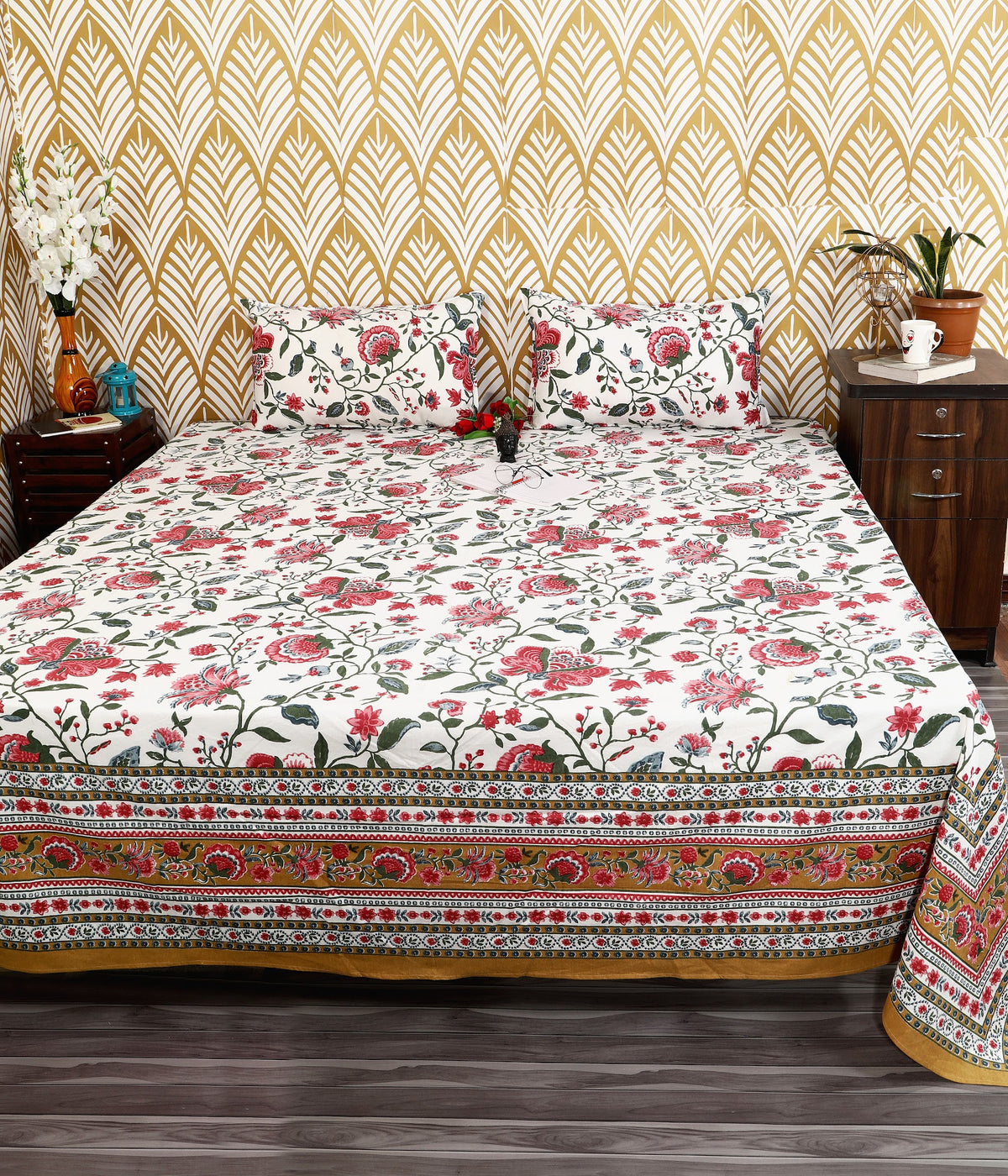 Bagru Mahal Rose Garden Bel Cotton King Size Bedsheet 108x108 with 2 Pillow Covers Bedsheet 1QH1iv0MzI8tCVFyb9HJg49HdP4N4OJ8M_w2000