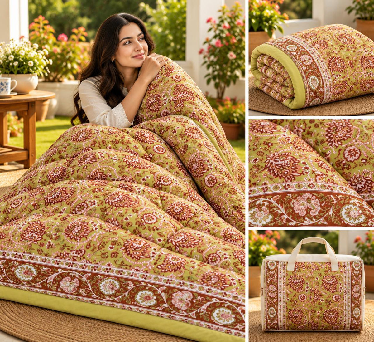 Olive Gold Floral Jaipuri Mulmul Razai – Reversible, Cotton Filled Razai 1QMO55m6pNOAYXjPnYfUmWzRn3SQr3gdR_w2000