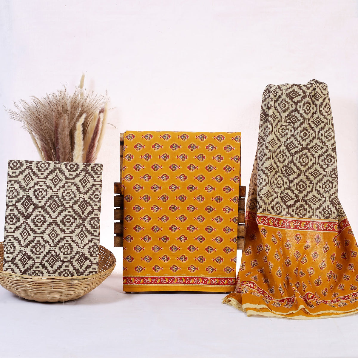 Hand Block Print Cotton Suit Material with Mulmul Dupatta | Sarson Chaukor – Mustard Tile Buti | Mustard & Ivory | Wholesale Suit Material 1R9Jbh_tWC4EiH30VUjs8S9kXO62K-hQA_w2000