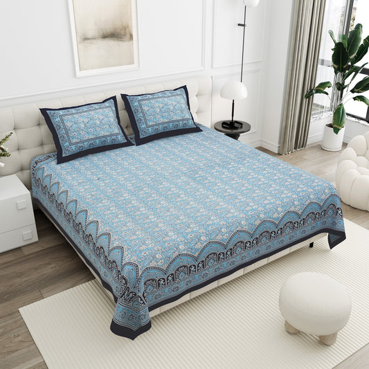 Neelam Steel Blue Damask Cotton Double Bedsheet 90x108 with 2 Pillow Covers Bedsheet 1RKXGeMiCyATjjx0tHExpLdCdLSTqlkdO_w2000