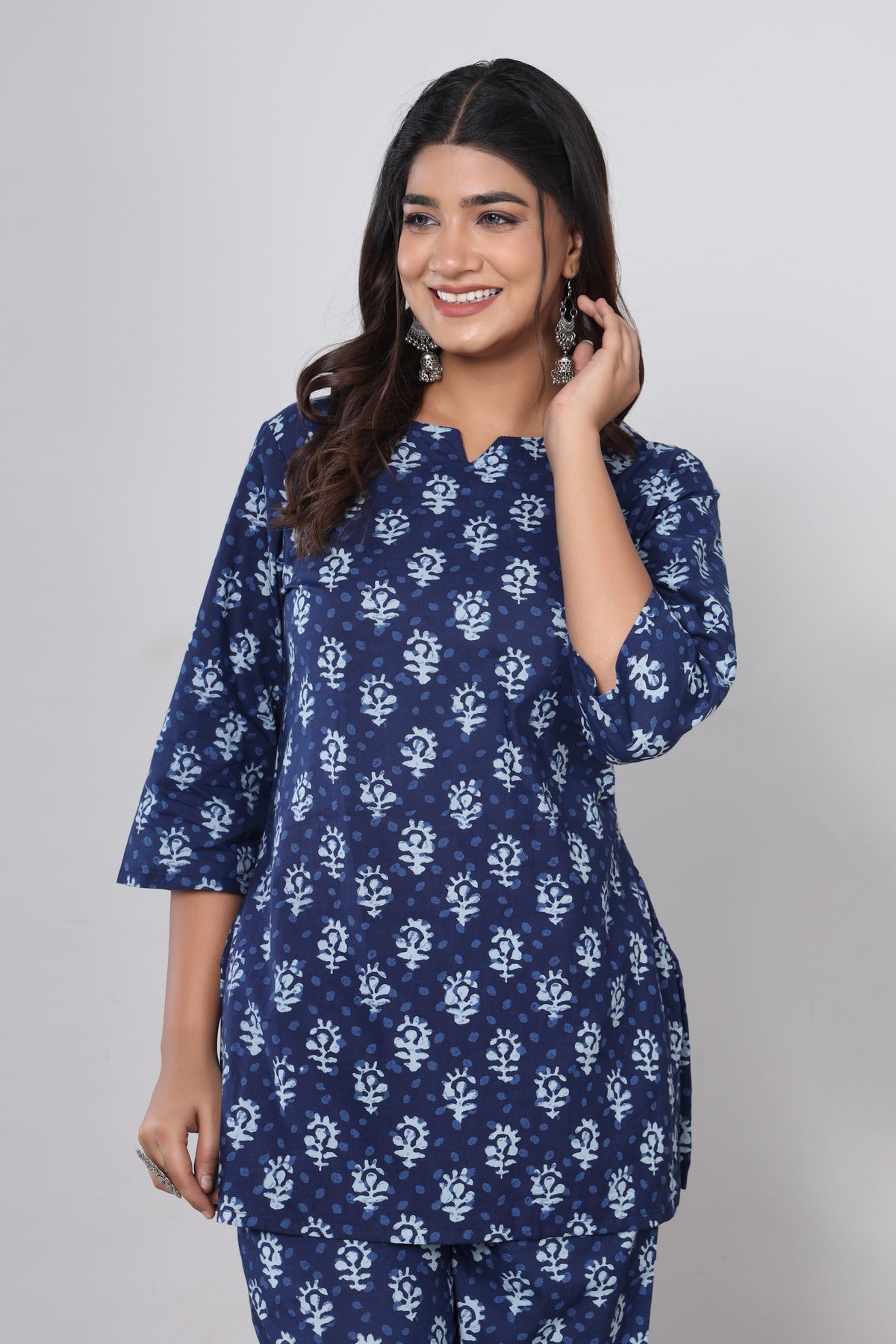 Printed Cotton Co-ord Set – Top & Pant – Navy Buta (Make to Order) Ready to Wear 1RMprhbeqdIA5eVBHM_juiuOboJm7CbOx_w2000