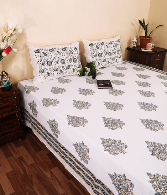Khaki Guldasta Hand Block Printed Murugan Cotton Double Bedsheet 95x108 with 2 Pillow Covers Bedsheet 1RuMIcDUuZ_r_OerqRcWhfq_oWUU_pwT-_w2000
