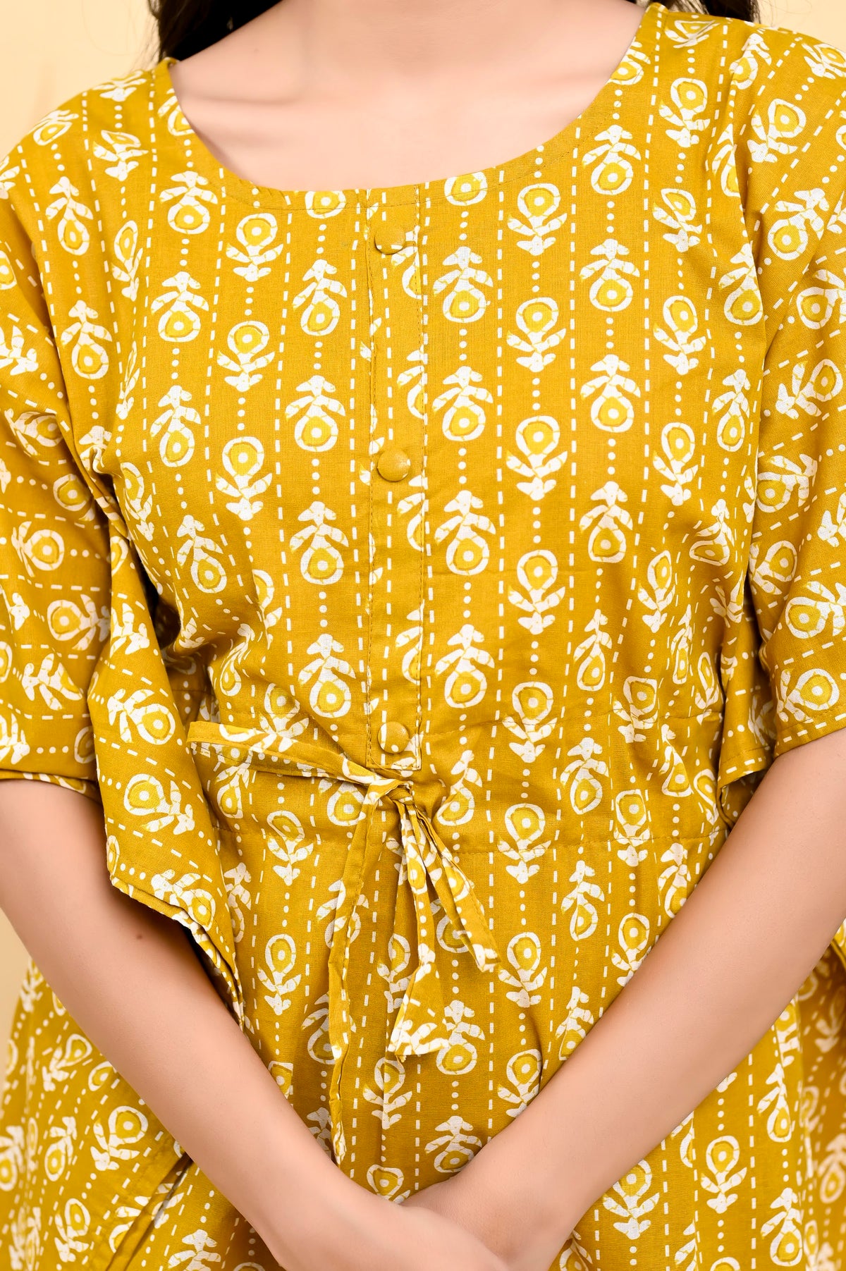 Mustard Buta kaftan dress – make to order wholesale – view 6