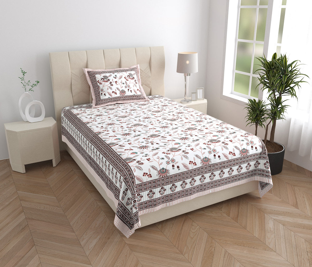 Elora Rose Floral Vine Murugan Cotton Single Bedsheet 60x90 with 1 Pillow Cover Bedsheet 1SmOYXkQB2ZiQR-_dtiw-er8AExYMN-wE_w2000