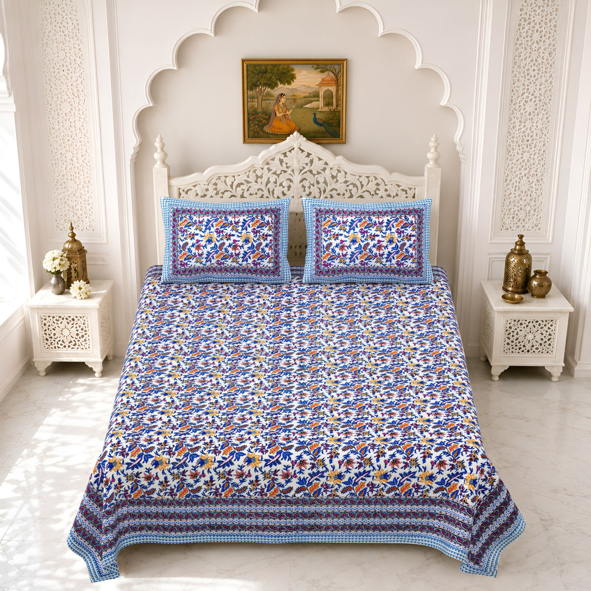 Premium Royal Block Purple Floral Jaal Cotton Double Bedsheet 90x108 with 2 Pillow Covers Bedsheet 1SrJLePYFfGCx8WVkxV489VX2aCxlkQ4Z_w2000