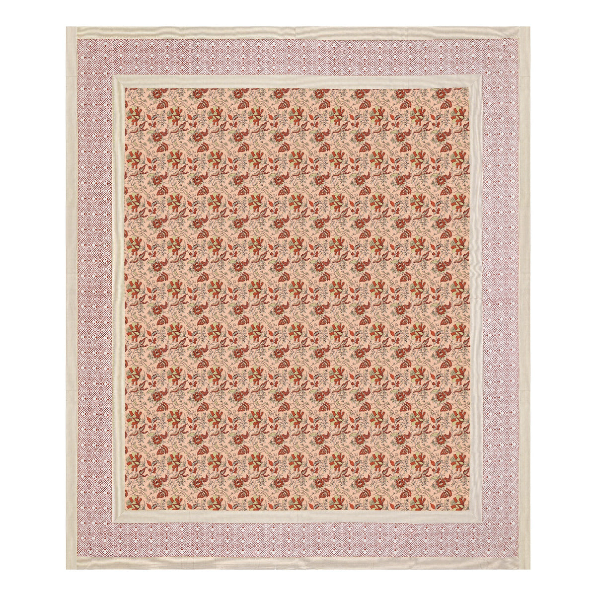 Rust Peach Floral Bel pure cotton double bedsheet 90x108 – Unnati collection – view 3