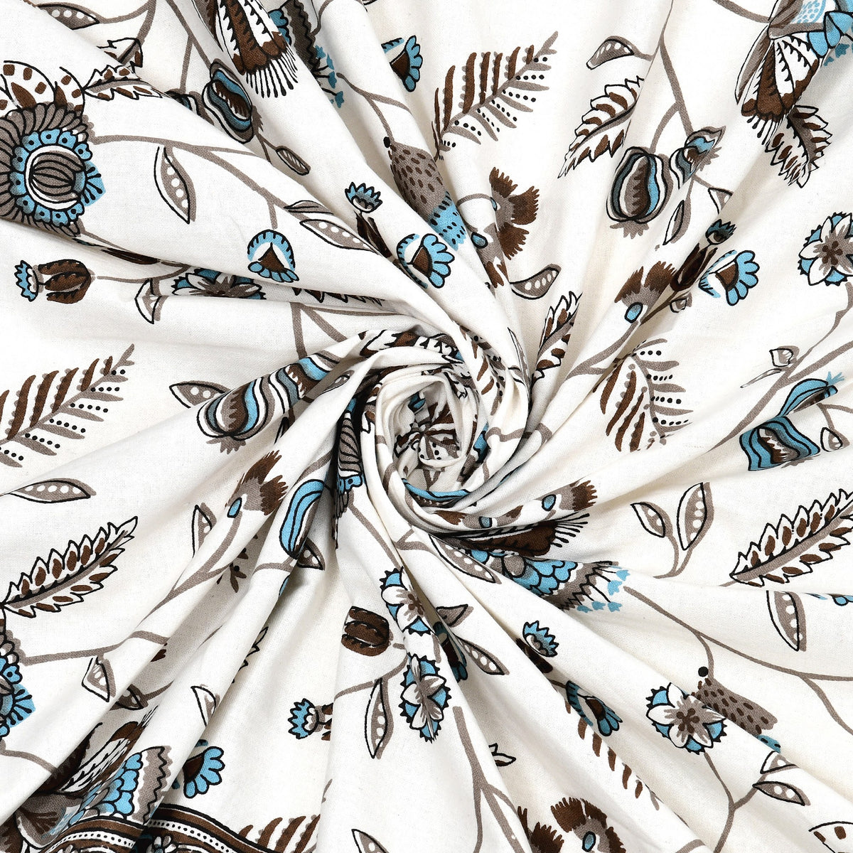 Elora Charcoal Floral Vine Murugan cotton single bedsheet 60x90 with pillow cover – charcoal – wholesale Jaipur – view 6