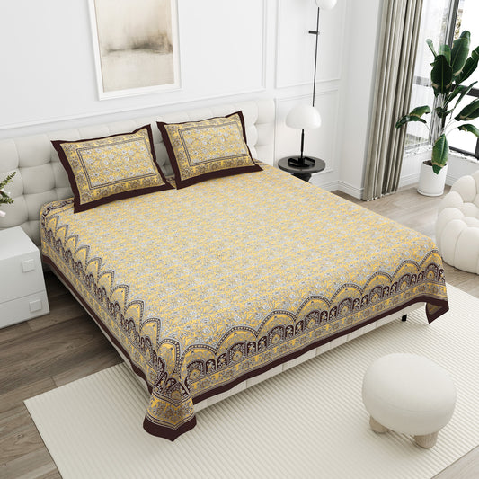 Kesar Mustard Scallop Cotton Double Bedsheet 90x108 with 2 Pillow Covers Bedsheet 1TDBadMxXisM5JkvWaKoB67UX57iYP2Jj_w2000