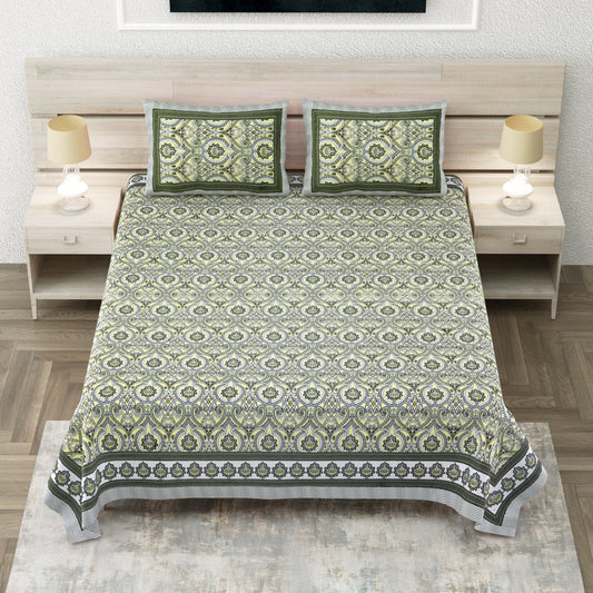 Avantika Olive Green Geometric Cotton King Size Bedsheet 108x108 with 2 Pillow Covers Bedsheet 1TUUFp3HXbvSgK1Izd5RCXSXCLlDYVRRp_w2000