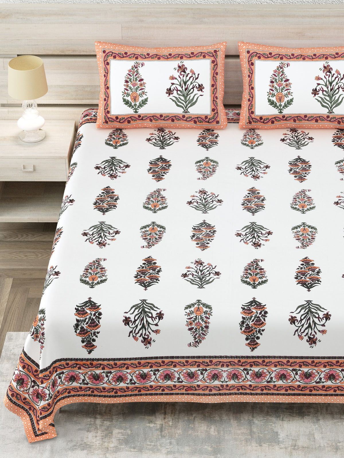 Rust Mughal Buta Cotton Super King Bedsheet 108x108 with 2 Pillow Covers Bedsheet 1T_PwbsH6gSqnwu-9njDTzcCL0CcBUcf8_w2000