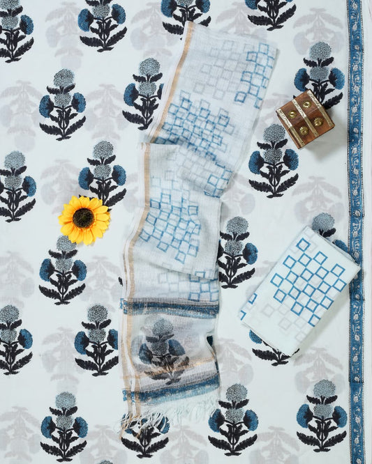 White Indigo Floral Buta Hand Block Print Cotton Suit with Kota Doria Zari Dupatta – Unstitched 3 Piece Suit Material 1Talvs8kWKn0UrYFAdyQ-lmhtkhzffgWb_w2000
