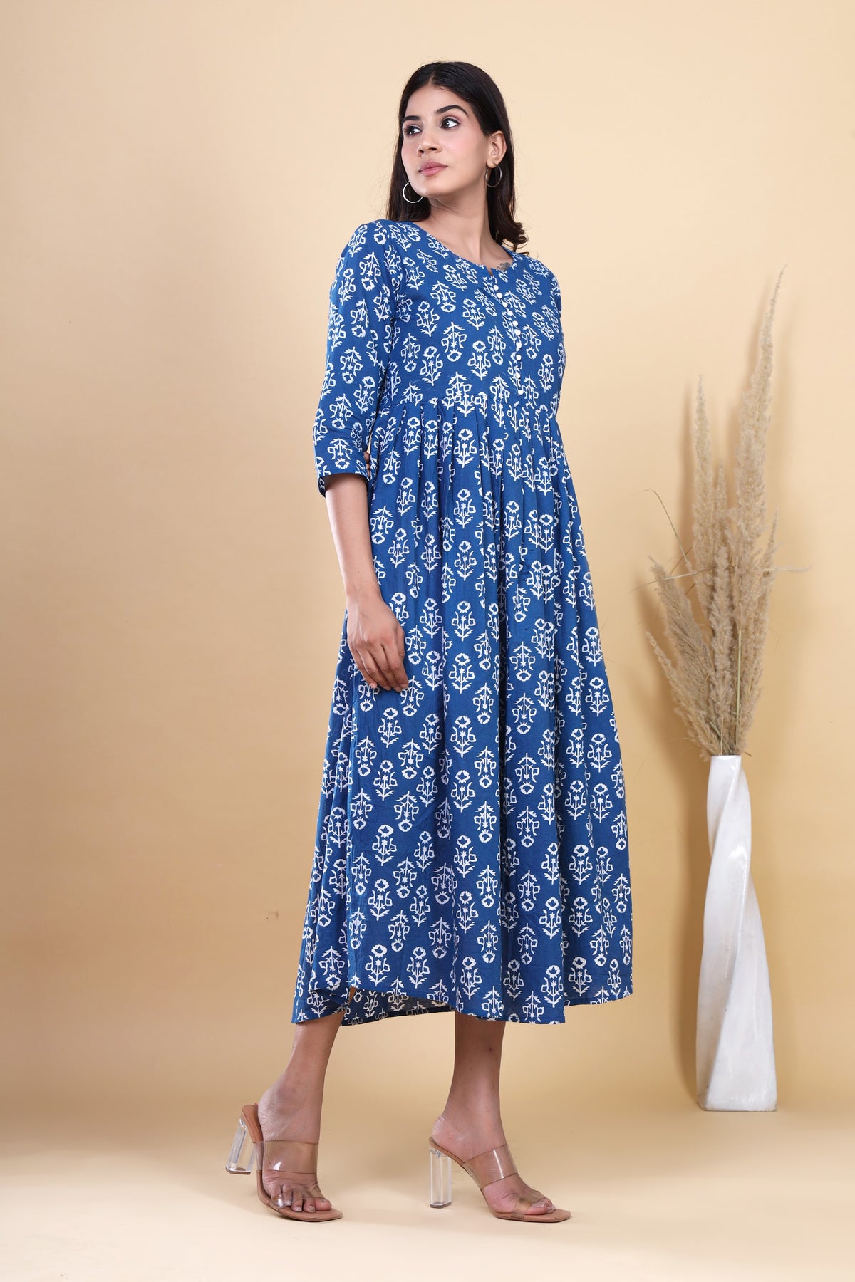 Printed Cotton Tiered Kurti Dress – Blue Floral Long (Make to Order) Ready to Wear 1Th3UkgvpqAa4TGEKaL2TRWebDf-6ITUk_w2000