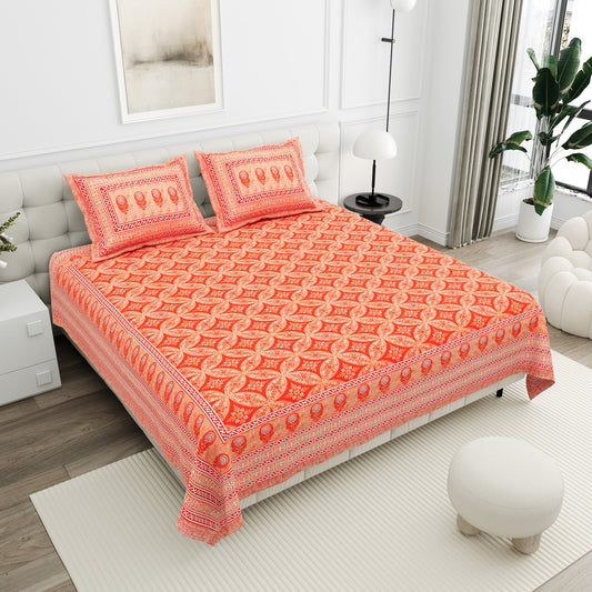 Kesar Tangerine Trellis Cotton Double Bedsheet 90x108 with 2 Pillow Covers Bedsheet 1UPBxApiMJ9PqXB6BfZUDxrYtNQBlDVo7_w2000