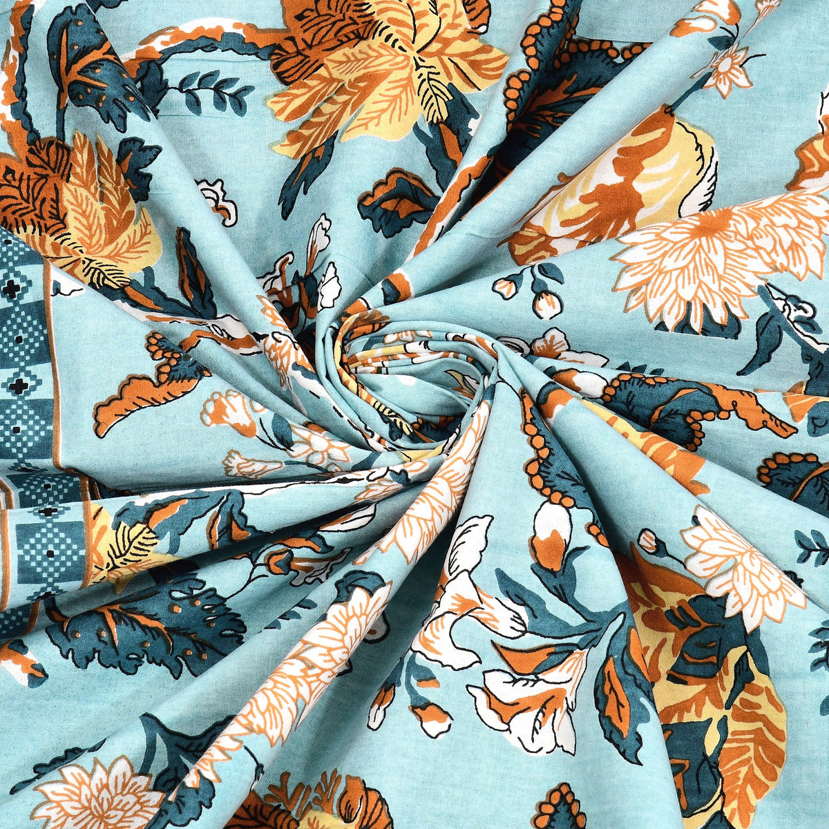 Sky Blue Bird Floral pure cotton double bedsheet 90x108 – Unnati collection – view 6