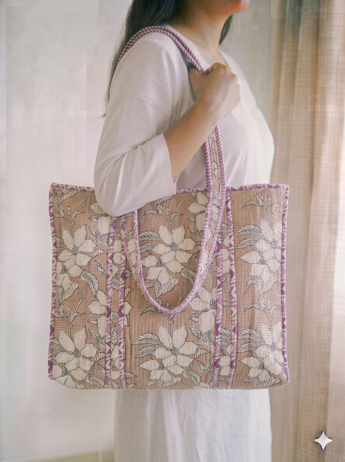 Jaipuri Printed Quilted Cotton Tote Bag | Saleti Phool – Grey Floral | 18x18 inch | Zipper & Inside Pocket | Wholesale Tote Bag 1UrlL-QvTB22Kymuuf3CAnXEnT092xRDO_w2000
