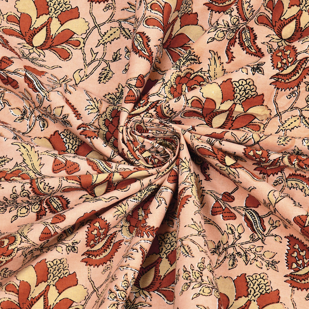 Rust Peach Floral Bel pure cotton double bedsheet 90x108 – Unnati collection – view 6