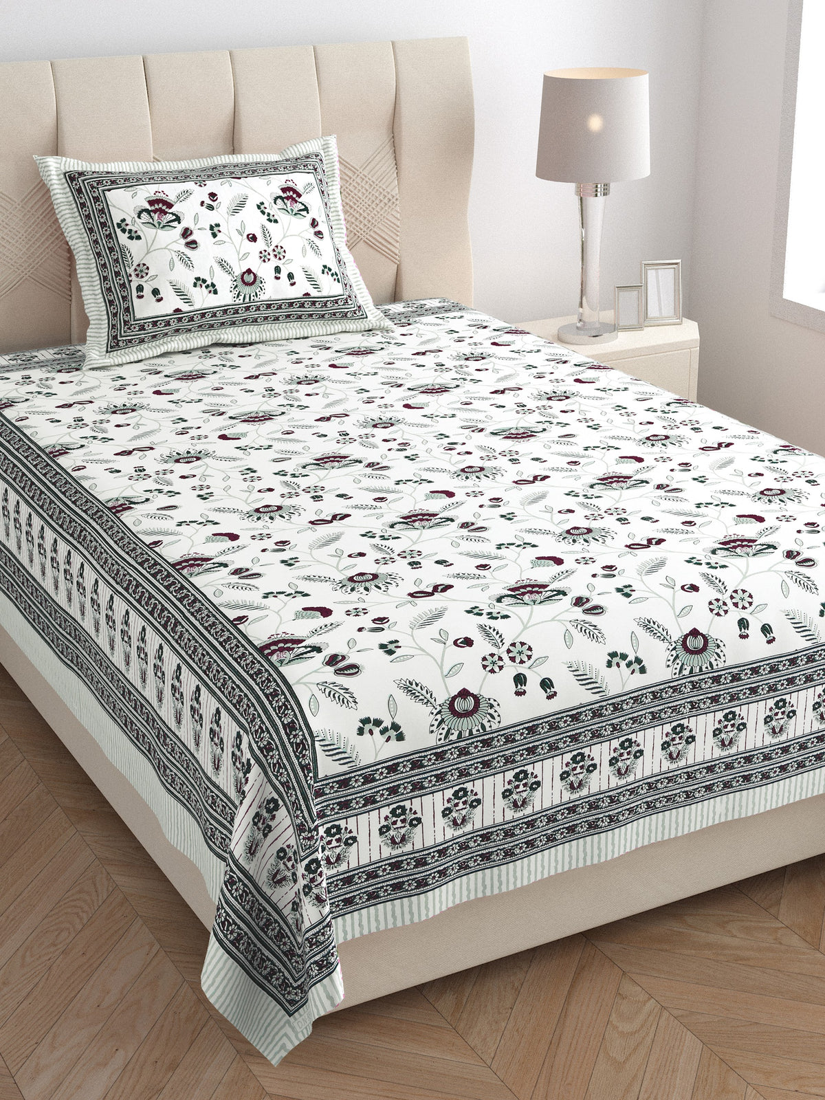 Elora Grey Plum Floral Vine Murugan Cotton Single Bedsheet 60x90 with 1 Pillow Cover Bedsheet 1W9_J_VSybfE0xm-rr6M0XvTtIh4Ev_Ik_w2000