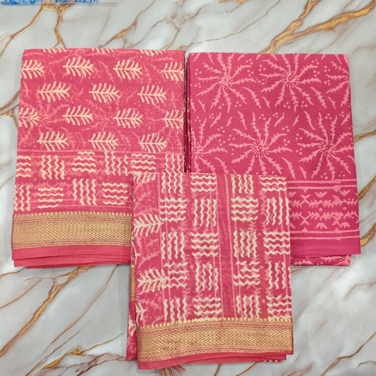 Maheshwari Silk Hand Block Print Suit Material | Gajari Lehar – Coral Bar Motif | Coral Pink & White | Golden Zari Border | Wholesale Suit Material 1WCcs7nGOc-NjXS7gSCrU3kIwI0mqsNuv_s0