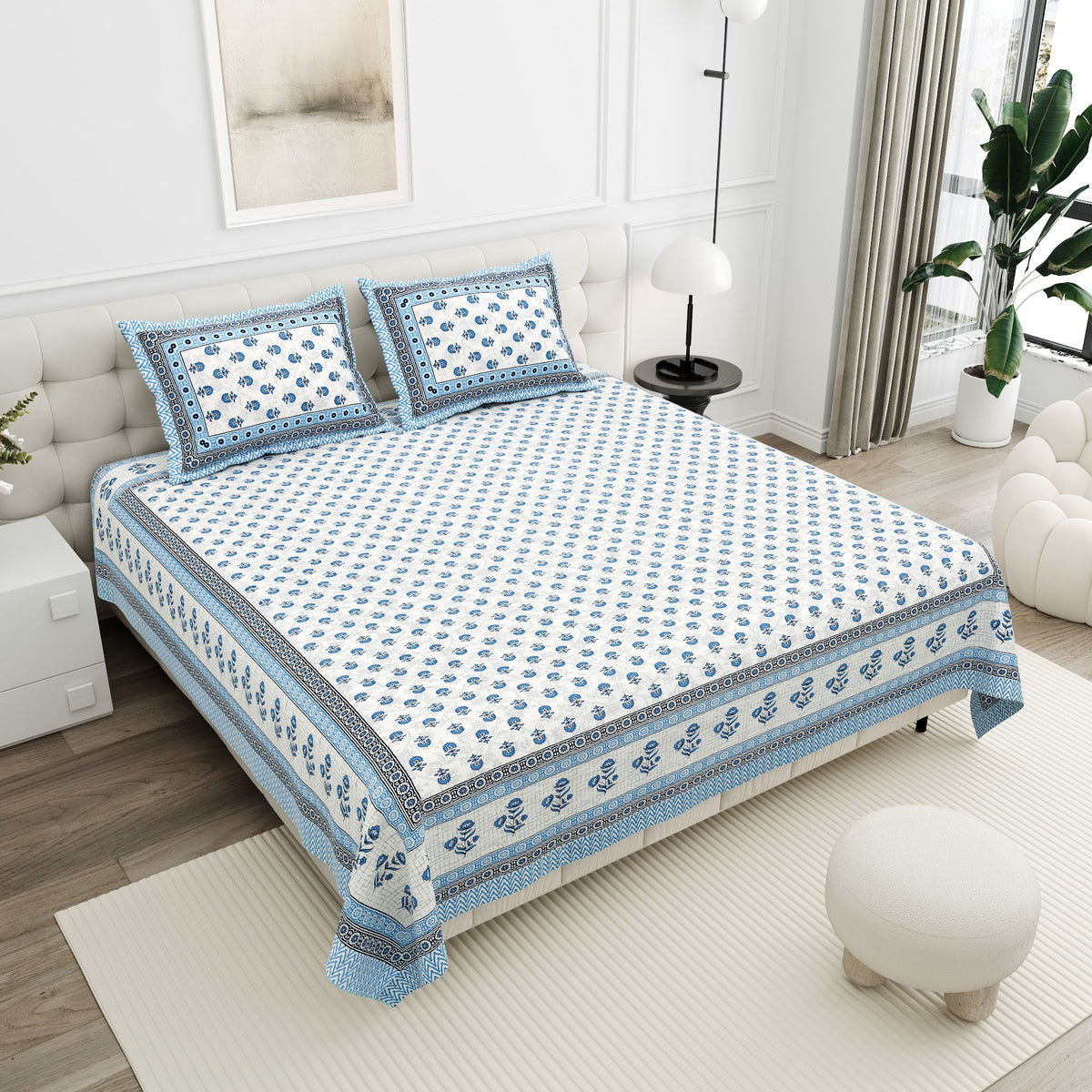 Neelam Sky Blue Mini Buta Cotton Double Bedsheet 90x108 with 2 Pillow Covers Bedsheet 1WFmYFsj_KdzqMoQ6SP4bKhCF42yhsK42_w2000