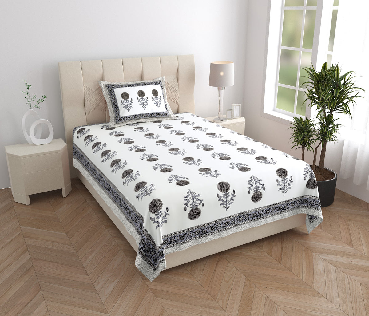 Elora Grey Marigold Buta Murugan Cotton Single Bedsheet 60x90 with 1 Pillow Cover Bedsheet 1X7TxC6sjhfgaeLm6v4d3LMIzKvsQr0bA_w2000