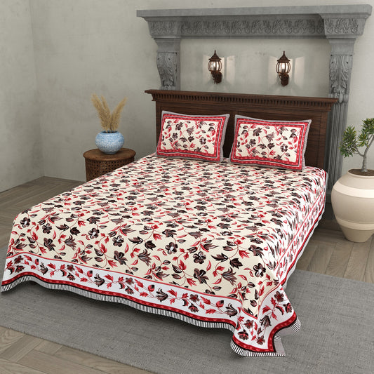 Gulabi Red Black Floral Cotton Double Bedsheet 90x108 with 2 Pillow Covers Bedsheet 1Xfc8aW0ztzkgaBLNDkE8Pxweu9Tc2e78_w2000