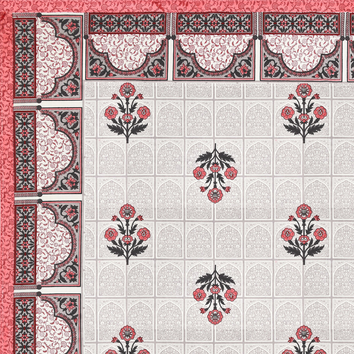 Kalashree Grey Pink Mughal Panel Premium Cotton Double Bedsheet 100x108 with 2 Pillow Covers Bedsheet 1XnGBwy70aul5T6DA8lodBGosuURk1-6x_w2000