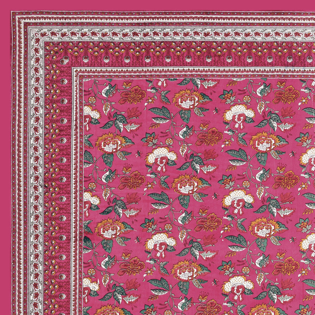 Rani Pink Gulzar Floral pure cotton double bedsheet 90x108 – Unnati collection – view 4