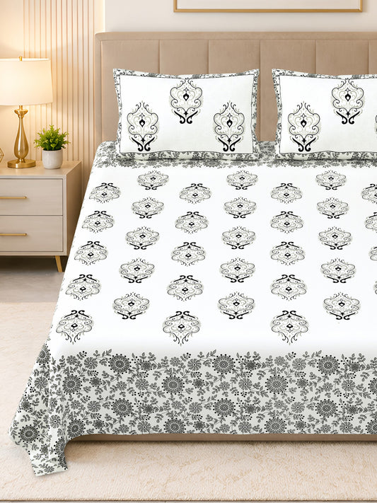 Kalashree Grey Paisley Border Premium Cotton Double Bedsheet 100x108 with 2 Pillow Covers Bedsheet 1Y16Kzr59y-Z32HIY9VqkdVpaVEMfMK_5_w2000