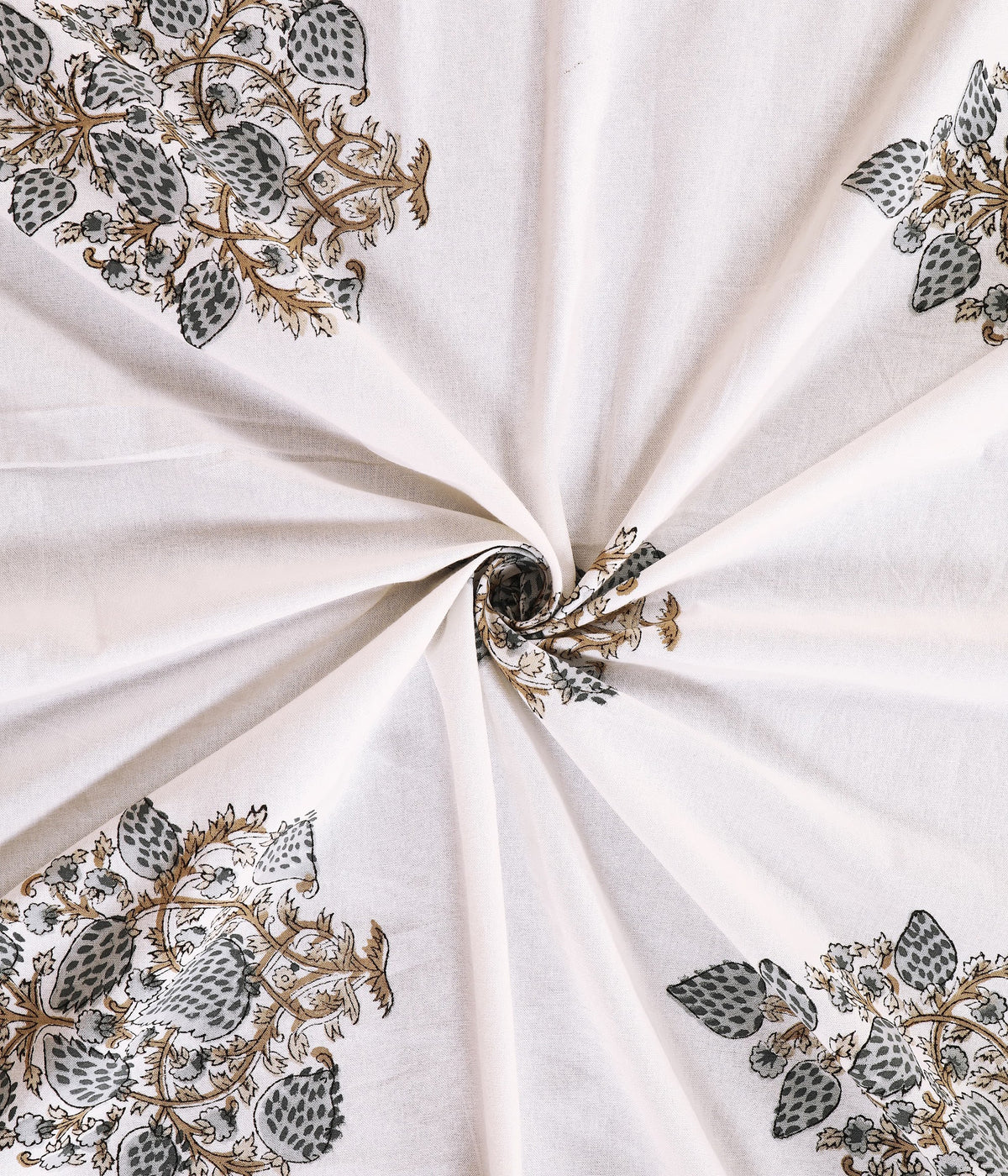 Khaki Guldasta Hand Block Printed Murugan Cotton Double Bedsheet 95x108 with 2 Pillow Covers Bedsheet 1Y4xRxM9jSCXtutjomcvqN9LG1p1YdADW_w2000