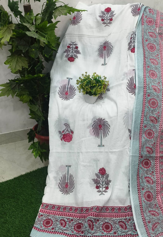 White Lotus Buta Pink Border Jaipuri Mulmul Razai – Reversible, Cotton Filled Razai 1Yrd2OU9Y5ARNNUQrc0wCbaA8KrBiRmv4_w2000