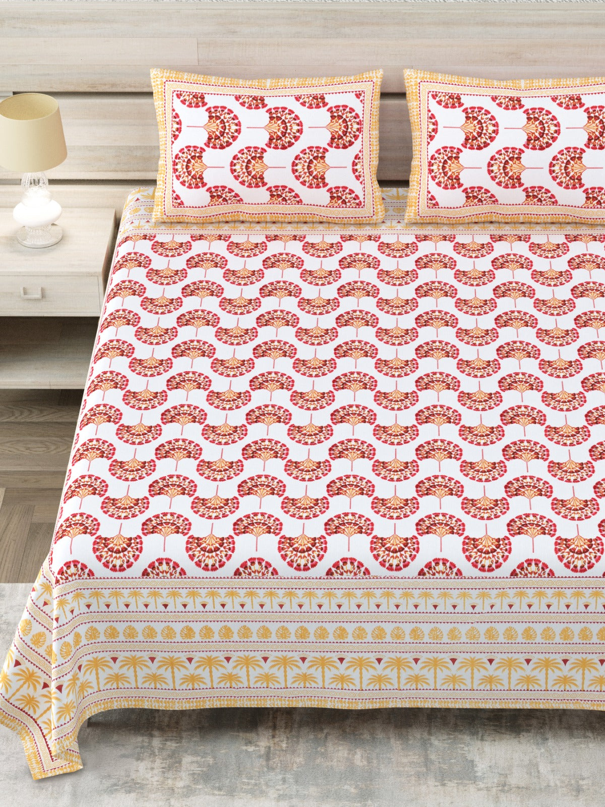 Avantika Red Fan Scallop Cotton Super King Bedsheet 108x108 With 2 Pillow Covers Bedsheet 1ZfOz6_7o2hTjjp6QiR3R9TH_8naUYw8q_w2000
