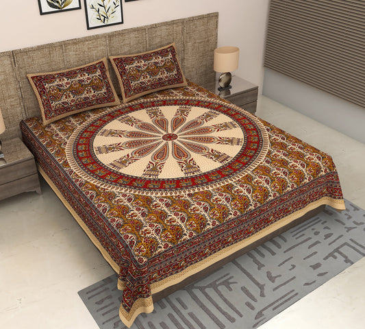 Maroon Majesty: Bagru Block Print Elephant Bedsheet