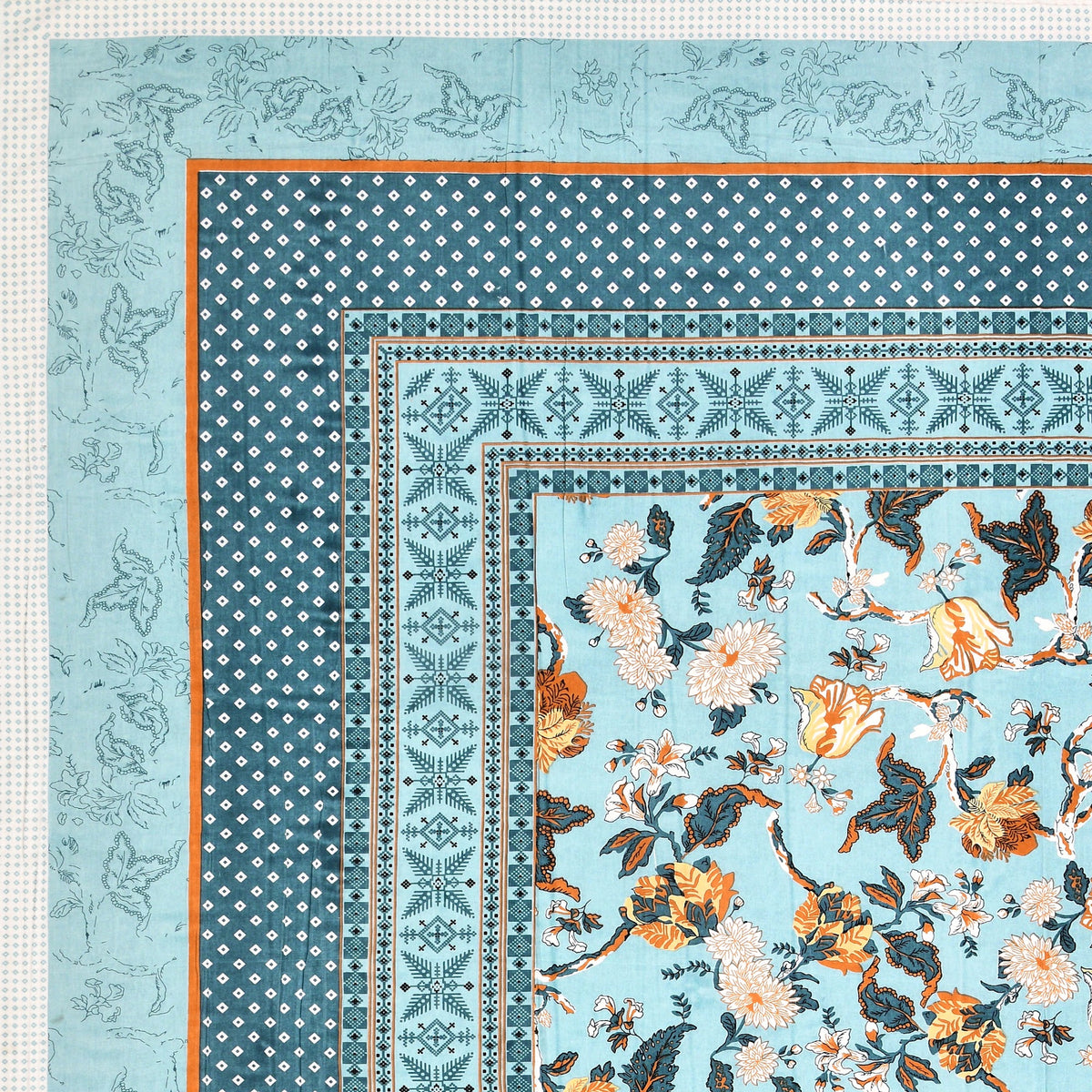 Sky Blue Bird Floral pure cotton double bedsheet 90x108 – Unnati collection – view 4