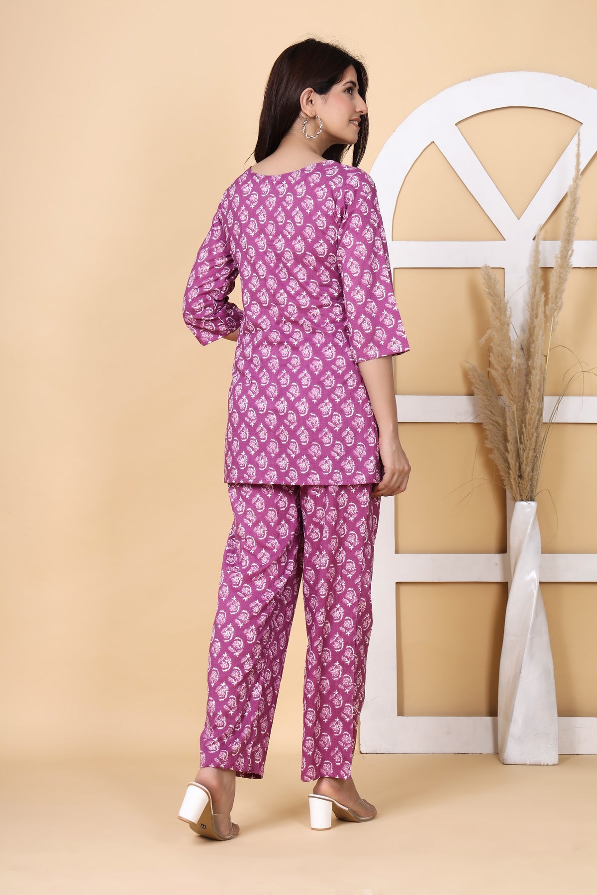 Magenta Booti printed co-ord set – make to order wholesale – view 2
