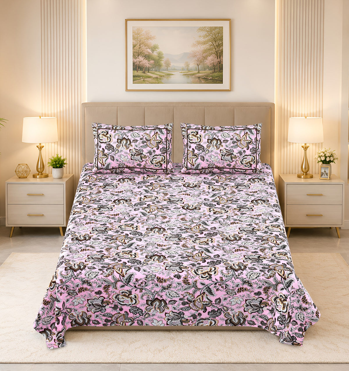 Kalashree Mauve Floral Jaal Premium Cotton Double Bedsheet 100x108 with 2 Pillow Covers Bedsheet 1aZ-PPOz5f9R_iJsnvJZtmHy4k6_U2QwO_w2000