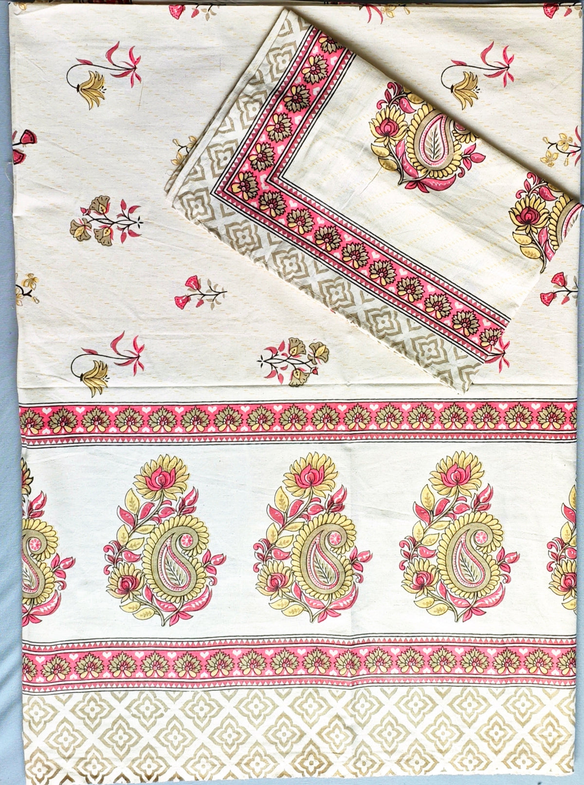 Saanjh Rust Mughal Phool Border Cotton Single Bedsheet 60x90 with 1 Pillow Cover Bedsheet 1b8YkL2ba1FZFxVIuV1WyR9FX8IGiQGG0_w2000