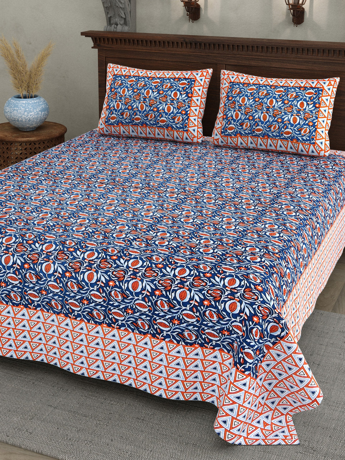 Haveli Navy Anar Jaal Cotton Double Bedsheet 90x108 with 2 Pillow Covers Bedsheet 1bGoyE8t7T4OuVVRVz-JPFxgfS8QK4fDL_w2000