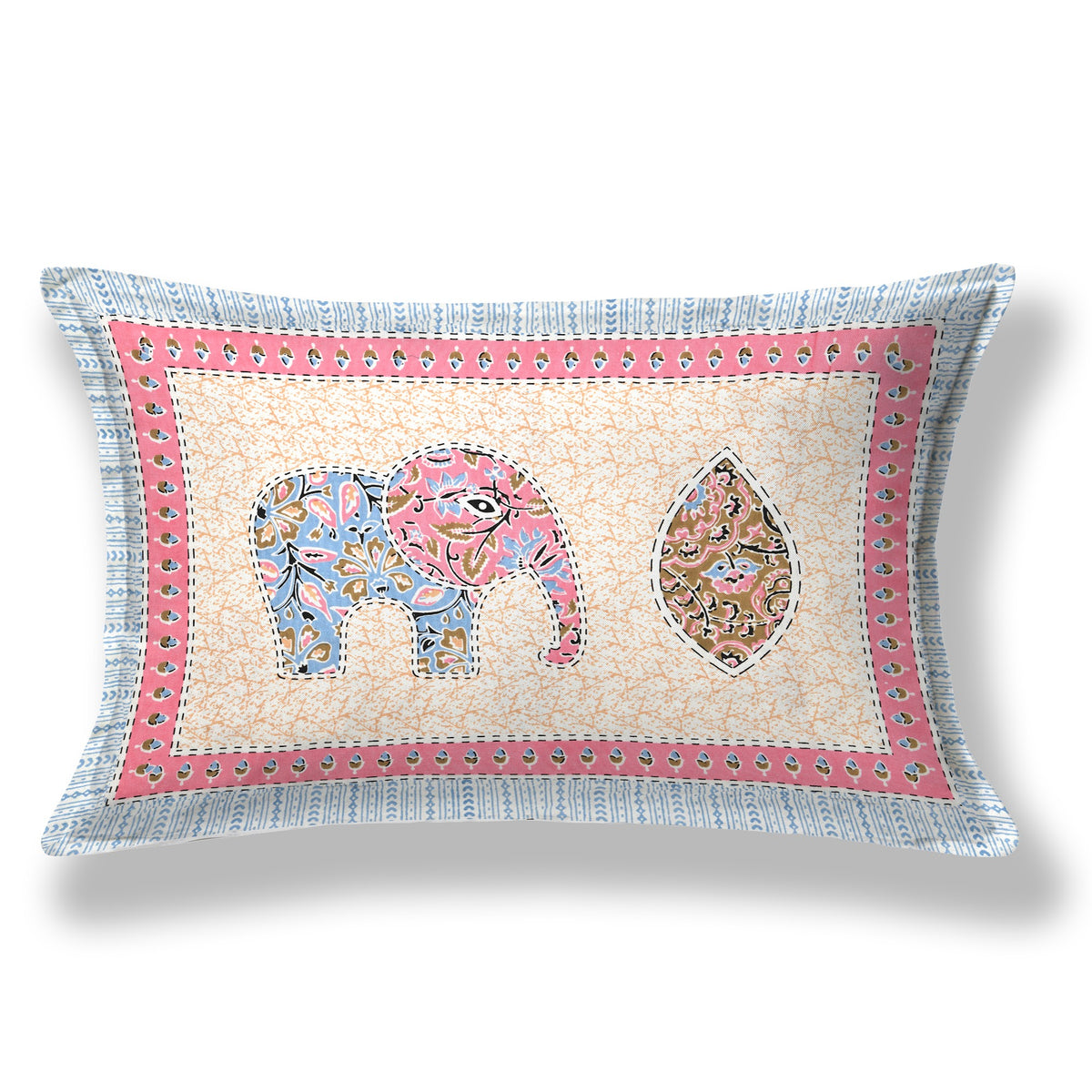 Elora Pink Elephant Mandala Murugan cotton single bedsheet 60x90 with pillow cover – pink – wholesale Jaipur – view 2