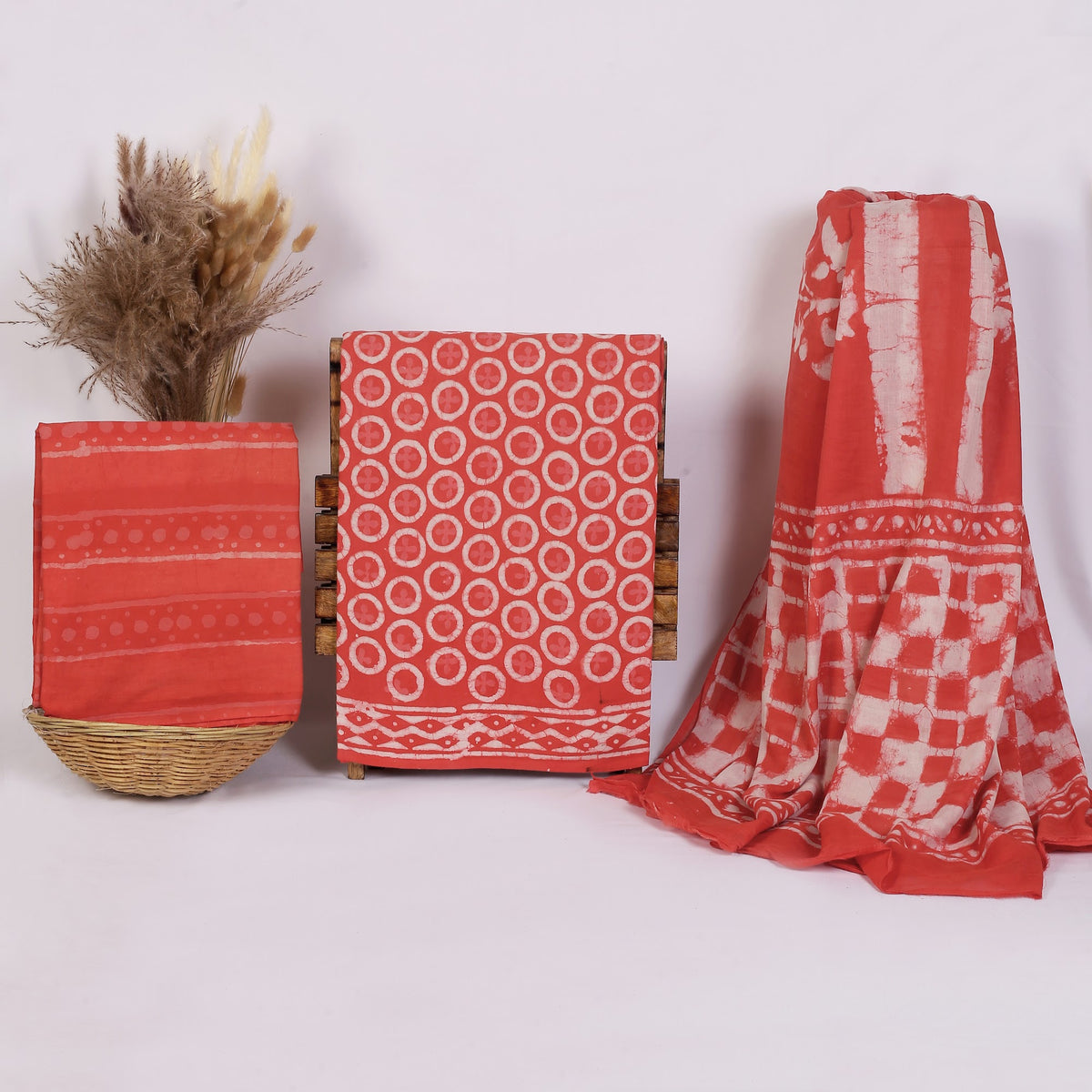 Hand Block Print Cotton Suit Material with Mulmul Dupatta | Gajari Chakra Buti – Coral Circle Buti | Coral Red & White | Wholesale Suit Material 1cDA3Op4uyktPo1BSu4igmZ-AzC-7QzCb_w2000