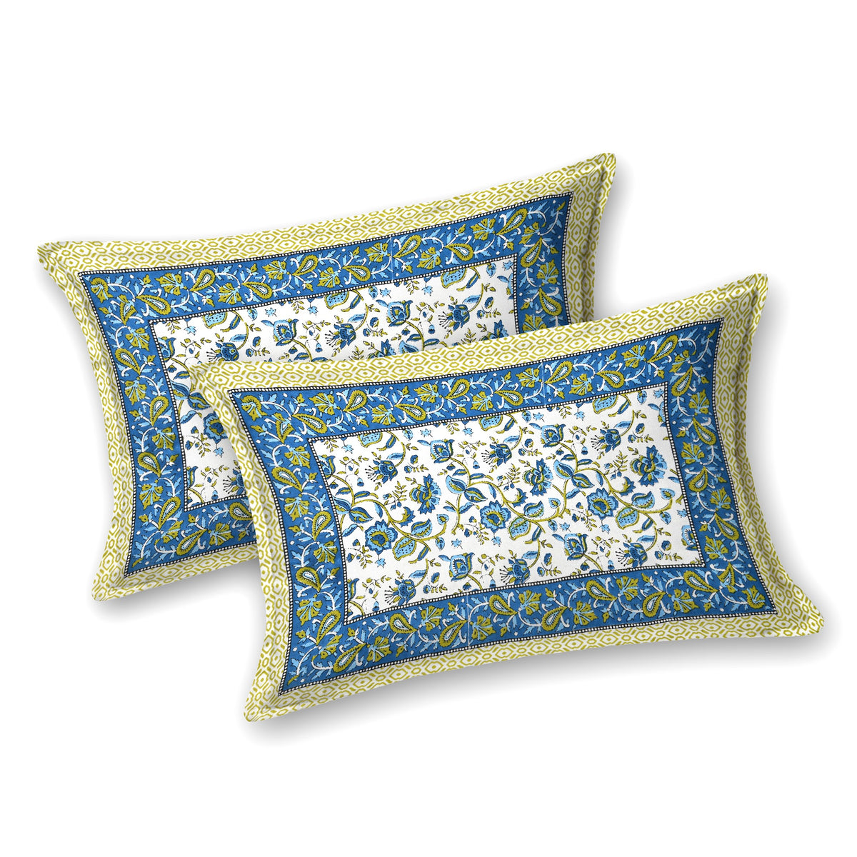 Teal Floral Jaal pure cotton double bedsheet 90x108 – Unnati collection – view 5