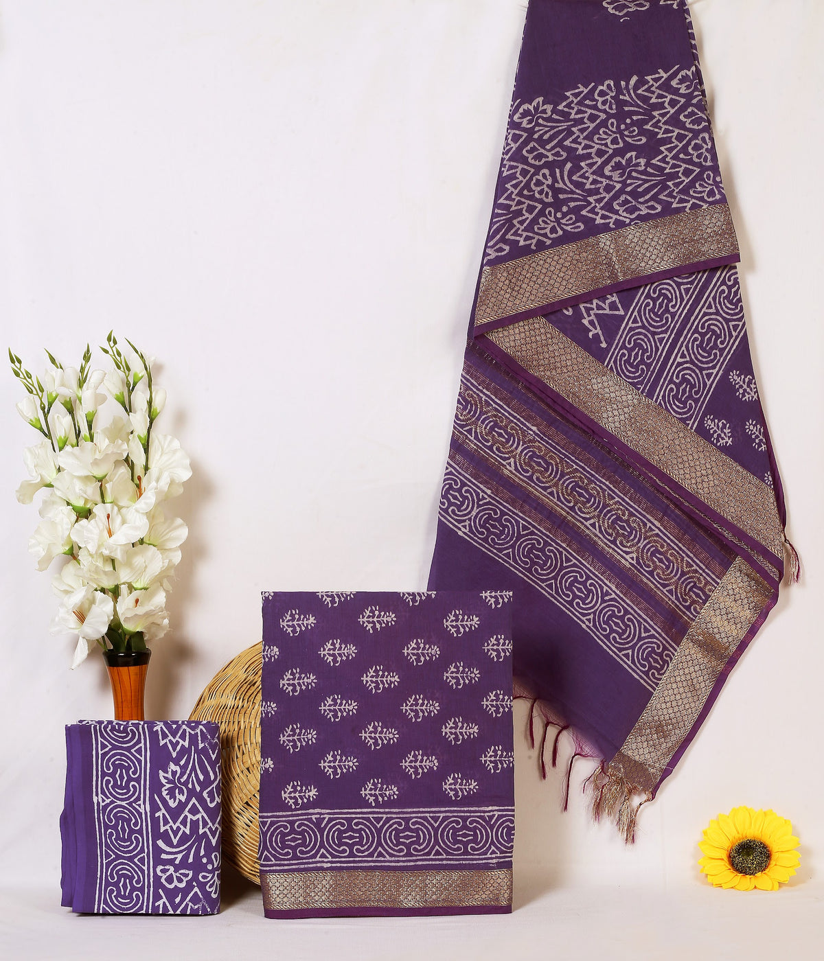 Maheshwari Silk Hand Block Print Suit Material | Baingani Chakra – Purple Medallion Buti | Purple | Golden Zari Border | Wholesale Suit Material 1cO7f5bA1ryFmPA-YSs0wQi38OO_YzLlp_w2000